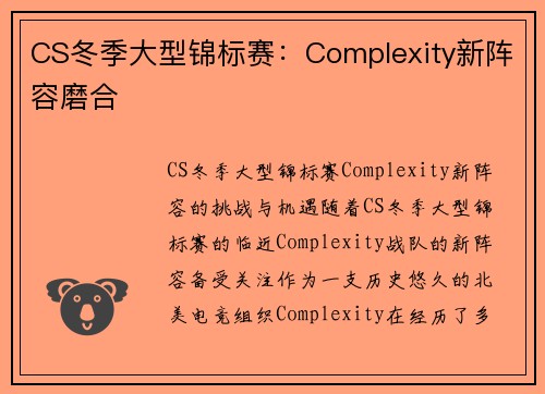 CS冬季大型锦标赛：Complexity新阵容磨合