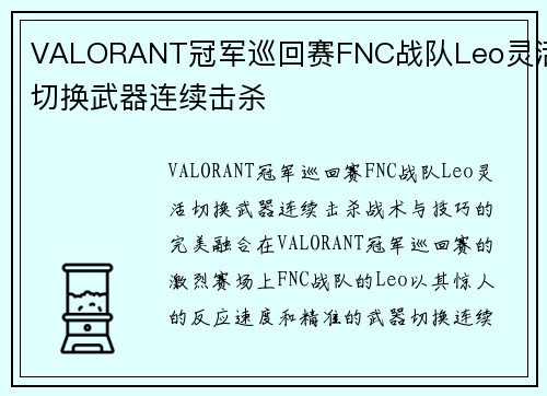 VALORANT冠军巡回赛FNC战队Leo灵活切换武器连续击杀